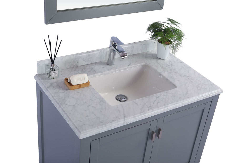 Laviva Wilson 36 - Grey Cabinet White Carrara Marble Countertop