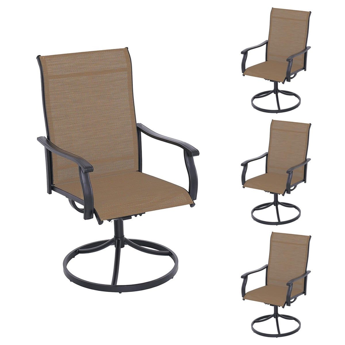 Nixtopia Yellow Patio Swivel Dining Chairs With Armrest, Textilene Support For Garden Backyard Bistro Use Outdoor Chairs - Set O