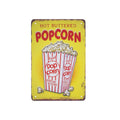 TG,LLC Treasure Gurus Retro Metal Hot Buttered Popcorn Tin Wall Sign Movie Theater Concessions Man Cave Home Decor