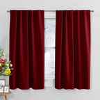 Pony Dance Blackout Curtain Panels - Red Drapes Christmas Home Decoration Modern Elegant Back Tab Rod Pocket Curtains Room Darke