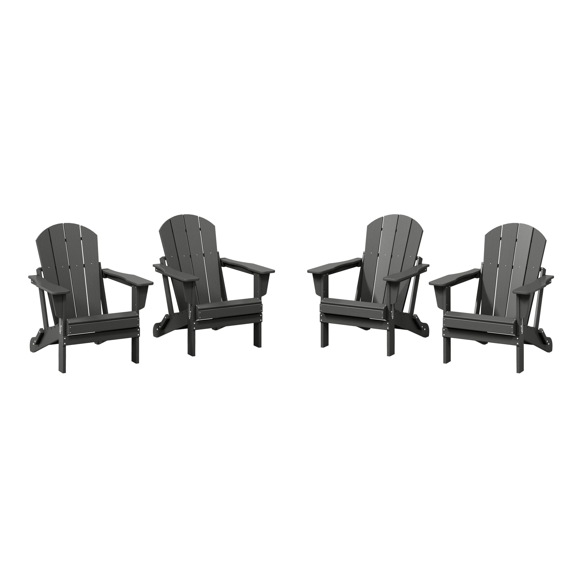 Westintrends Outdoor Folding Hdpe Adirondack Chairs For Patio, Backyard, Balcony, Comfortable Seat And All Weather Resistant (Set Of 4), Grey