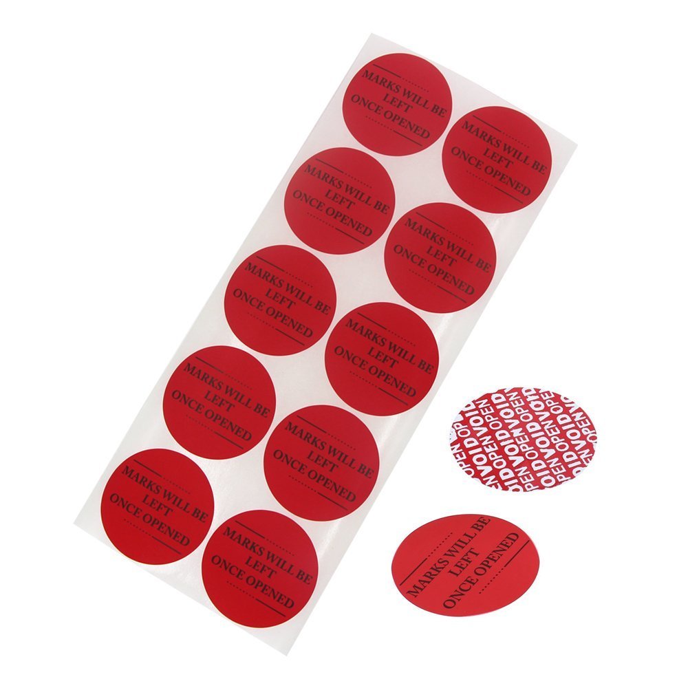 Solitary Walker 100Pcs Tamper Evident Security Labels Diameter 2 Inch Rounds Red Complete Transfer Tamper Proof Stickers Safety