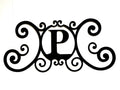 BookishBunny Monogram Initial Letter A-Z Wrought Iron Metal Scrolled Door Wall Decoration Plaque Art, 24 x 11 inch 2mm Thick (P)