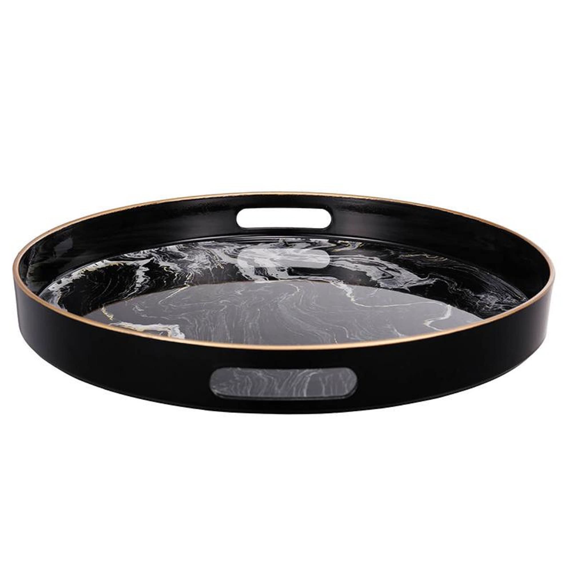 A&B Home 43305 S/2 Quinn Trays Black-White Quinn Trays, Set Of 2 Black & White