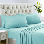 Homeideas King Size Bed Sheets - 6 Piece Set (Aqua Blue) - Extra Soft Brushed Microfiber 1800 Bedding Sheets, Deep Pocket, Wrinkle & Fade Free