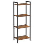 Vasagle 4-Tier Tall Bookshelf, Bookcase With Steel Frame, Book Shelf For Living Room, Home Office, Study, 9.4 X 15.7 X 42.1 Inches, Industrial Style, Rustic Brown And Black Ulls099B01