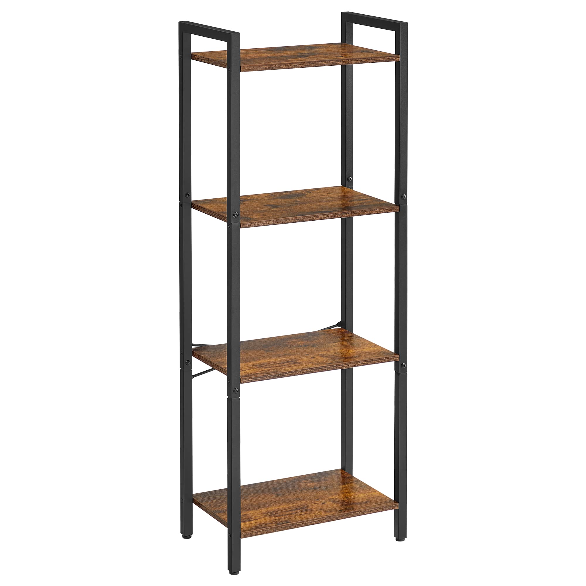 Vasagle 4-Tier Tall Bookshelf, Bookcase With Steel Frame, Book Shelf For Living Room, Home Office, Study, 9.4 X 15.7 X 42.1 Inches, Industrial Style, Rustic Brown And Black Ulls099B01