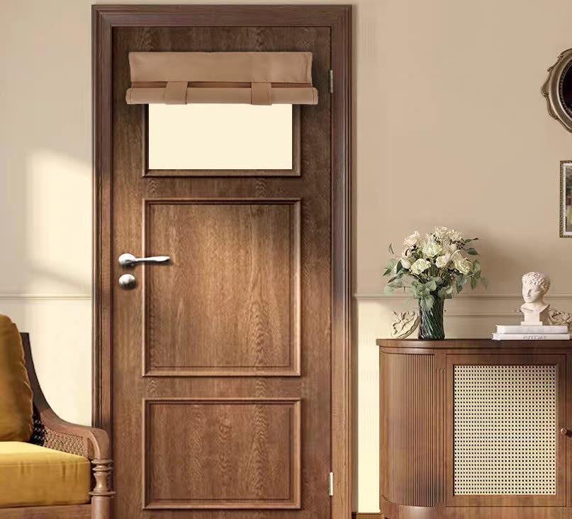 Pi Blackout Small Door Curtain,Privacy Thermal Insulated Door Window Curtain For Small Window/Small Front Door/Office 1 Panel (W26Xl20,Cappuccino)