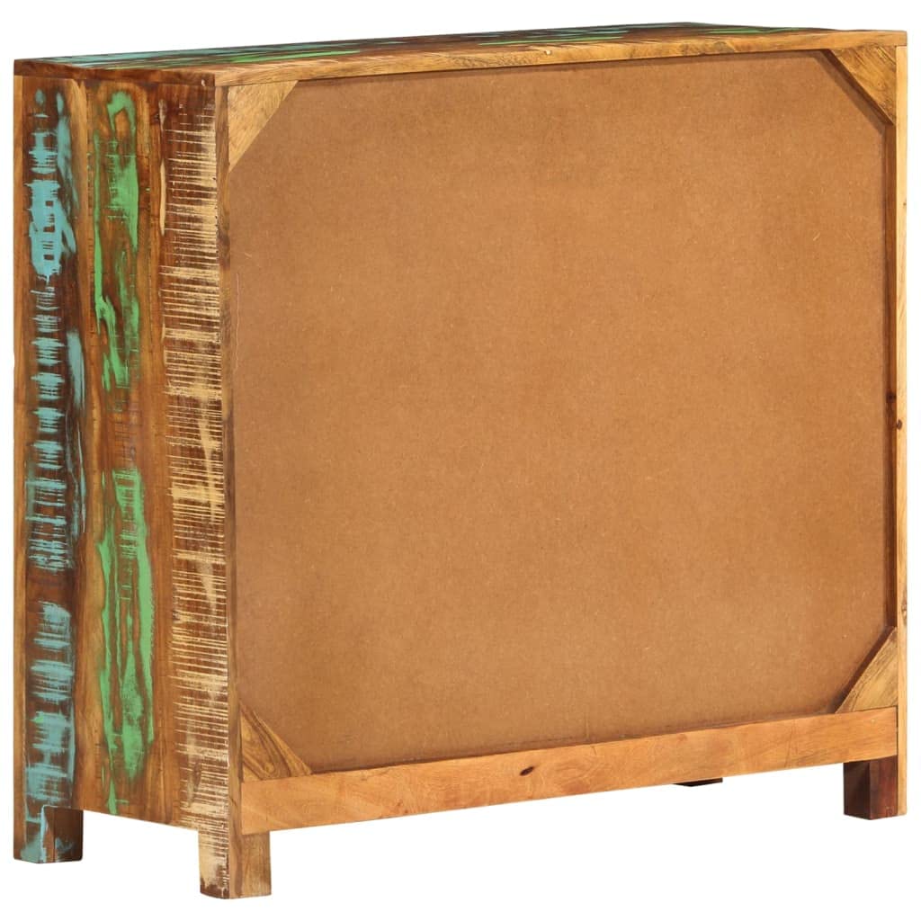 vidaXL Solid Reclaimed Wood Sideboard with Rustic Bohemian Style, 27.6"x11.8"x26.8", Ample Storage with 2 Drawers & 2 Doors, Unique Mixed Finish, for Home Decor & Display