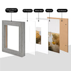 Kinlink Square 5X5 Picture Frames Grey, Solid Wood Frames With Acrylic Plexiglass For Pictures 4X4 With Mat Tabletop And Wall Mo