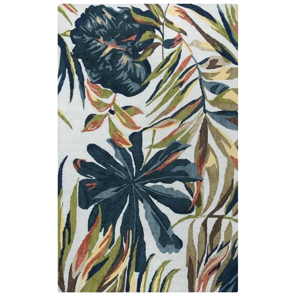 Mirage 5' X 7'6&quot; Floral White/White/Blue/Green/Yellow/Orange Hand Tufted Rug