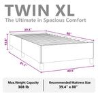 vidaXL Twin XL Size Bed Frame with Plywood Slats, Platform Bed Frame, Velvet Upholstered Mattress Foundation, No Box Spring Needed & Easy Assembly, Dark Gray, Without Mattress