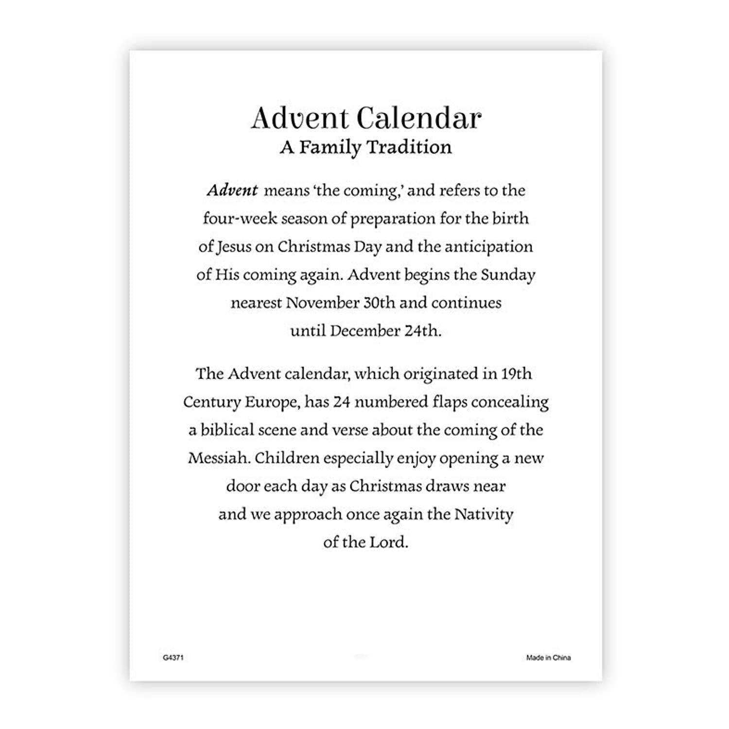 2024 Advent Calendar, Nativity Scene Jesus Is Born Countdown To Christmas For Families, Pack Of 3, 8X10 Inch