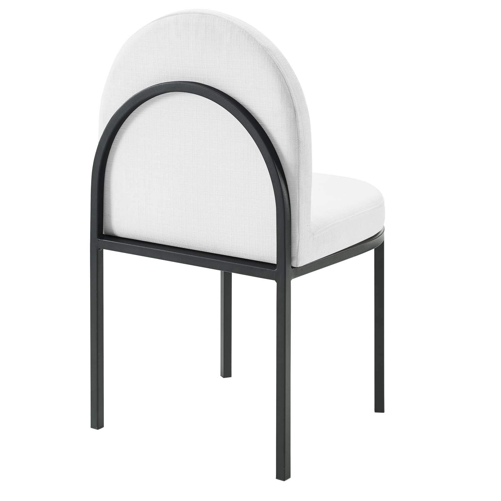 Modway Isla Channel Tufted Upholstered Fabric Dining Side Chair, Black White