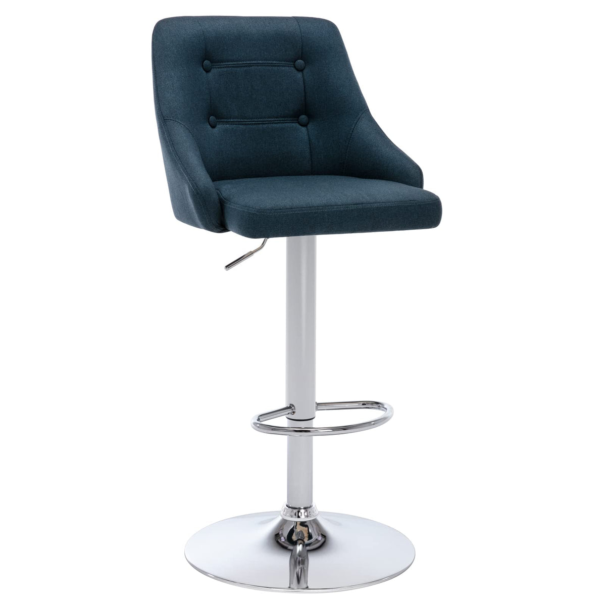 Brage Living Swivel Bar Stool With Back, Adjustable Fabric Tufted Barstool, Upholstered Counter Height Airlift Bar Chair For Kitchen Dining Cafe (Blue)