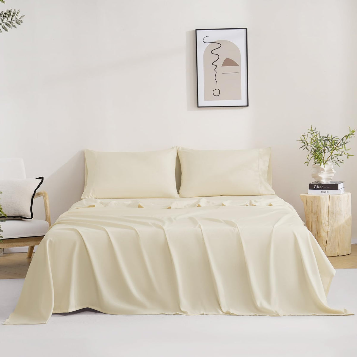 Mco Bedding Twin Bed Sheets Set - Soft Bed Sheets - Cooling Breathable Bedding Set With 16' Deep Pocket (3 Pieces, Twin, Beige