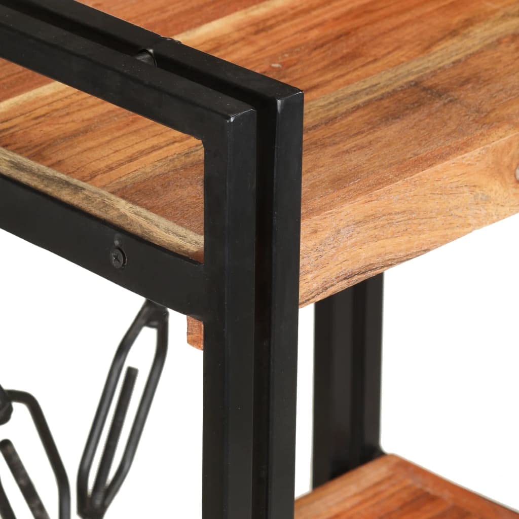 vidaXL Industrial 3-Tier Bookcase - Solid Acacia Wood and Powder-Coated Steel Frame