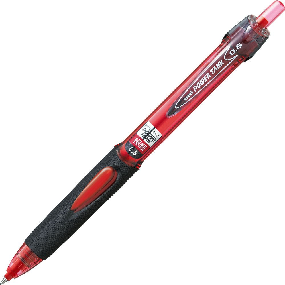 Uni Power Tank, Pressurized Refill Ballpoint Pen, 0.5Mm, Red Body, Red Ink