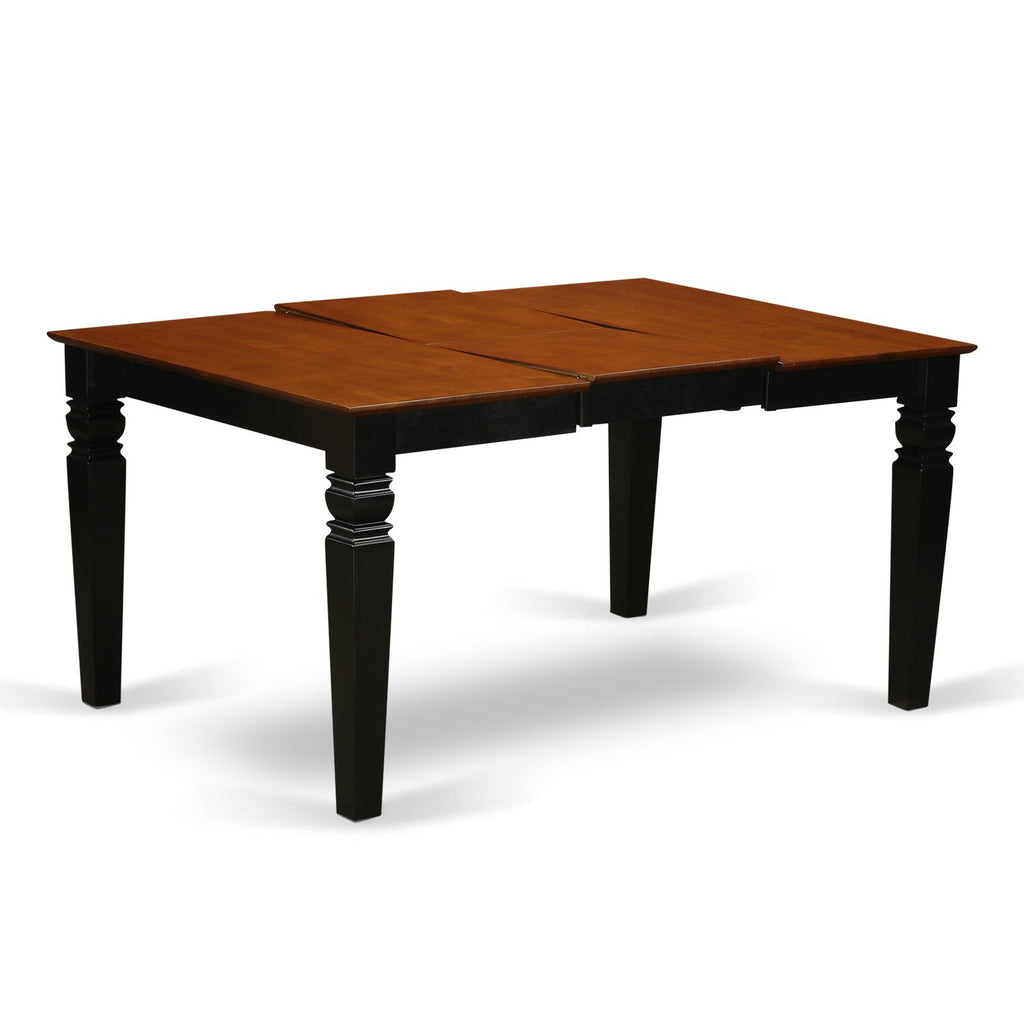 East West Furniture WEQU5-BCH-W 5 Piece Kitchen Set Includes a Rectangle Dining Room Table with Butterfly Leaf and 4 Solid Wood Seat Chairs, 42x60 Inch, Black & Cherry