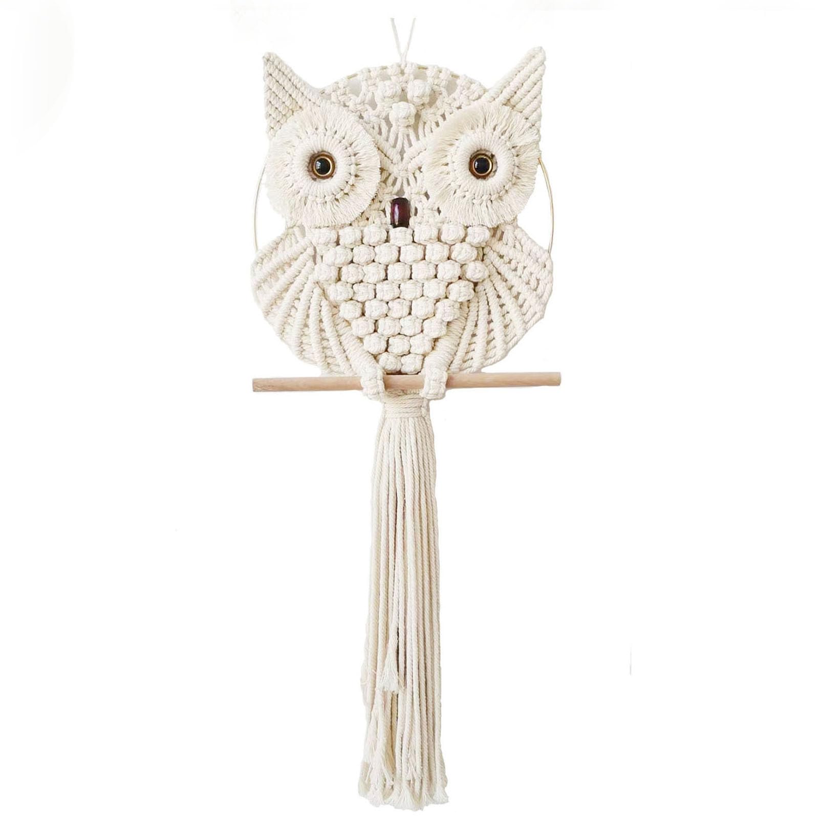 Achart Owl Macrame Wall Hanging-Hand Woven Boho Tapestry-Macrame Owl-Macrame Wall Decor-Boho Bedroom Decor-Owl Decor For Living