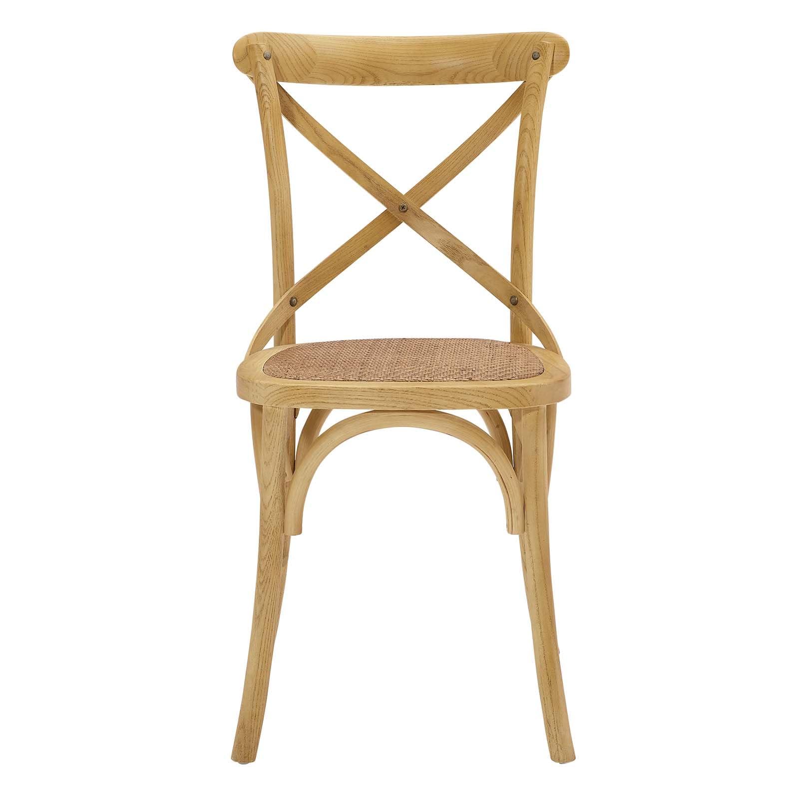 Modway Gear Rustic Modern Farmhouse Elm Wood Rattan Dining Chair in Natural