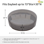 Easy-Going Heavy Duty 600D Outdoor Daybed Cover 75 Inch Uv Resistant Patio Round Sofa Cover Waterproof Outdoor Canopy Daybed Sofa Cover With Air Vent 75' Dia X 35'/18' H, Grey