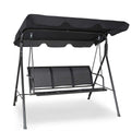 Tangkula 3 Person Patio Swing, Steel Frame With Polyester Angle Adjustable Canopy, All Weather Resistant Swing Bench, Suitable For Patio, Garden, Poolside, Balcony (Black)