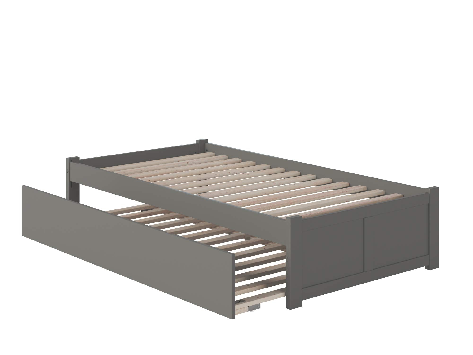 AFI Concord Twin XL Size Platform Bed with Footboard & Twin XL Trundle in Grey