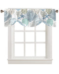 Tie Up Valance For Windows Nautical Coastal Ocean Coral Curtains Valances Rod Pocket Valance Window Treatments Beach Themed Blue