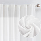 Jinchan Linen Blend Curtain For Living Room 90 Inch Length Extra Wide For Room Divider Off White Curtain Rustic Farmhouse Curtain Back Tab Light Filtering Drapes Bedroom Window Curtain 1 Panel