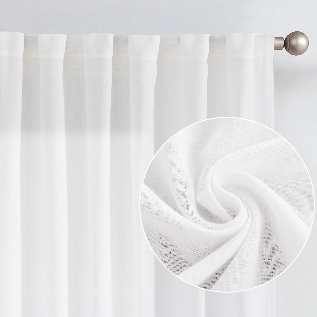 Jinchan Linen Blend Curtain For Living Room 120 Inch Length Extra Wide For Room Divider Off White Curtain Rustic Farmhouse Curtain Back Tab Light Filtering Drapes Bedroom Window Curtain 1 Panel