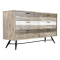 Armen Living Bridges 6 Drawer Dresser in Two Tone Acacia Wood
