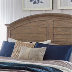 Meadowbrook Beige Antique Sand Wood Farmhouse Queen Arched Panel Headboard