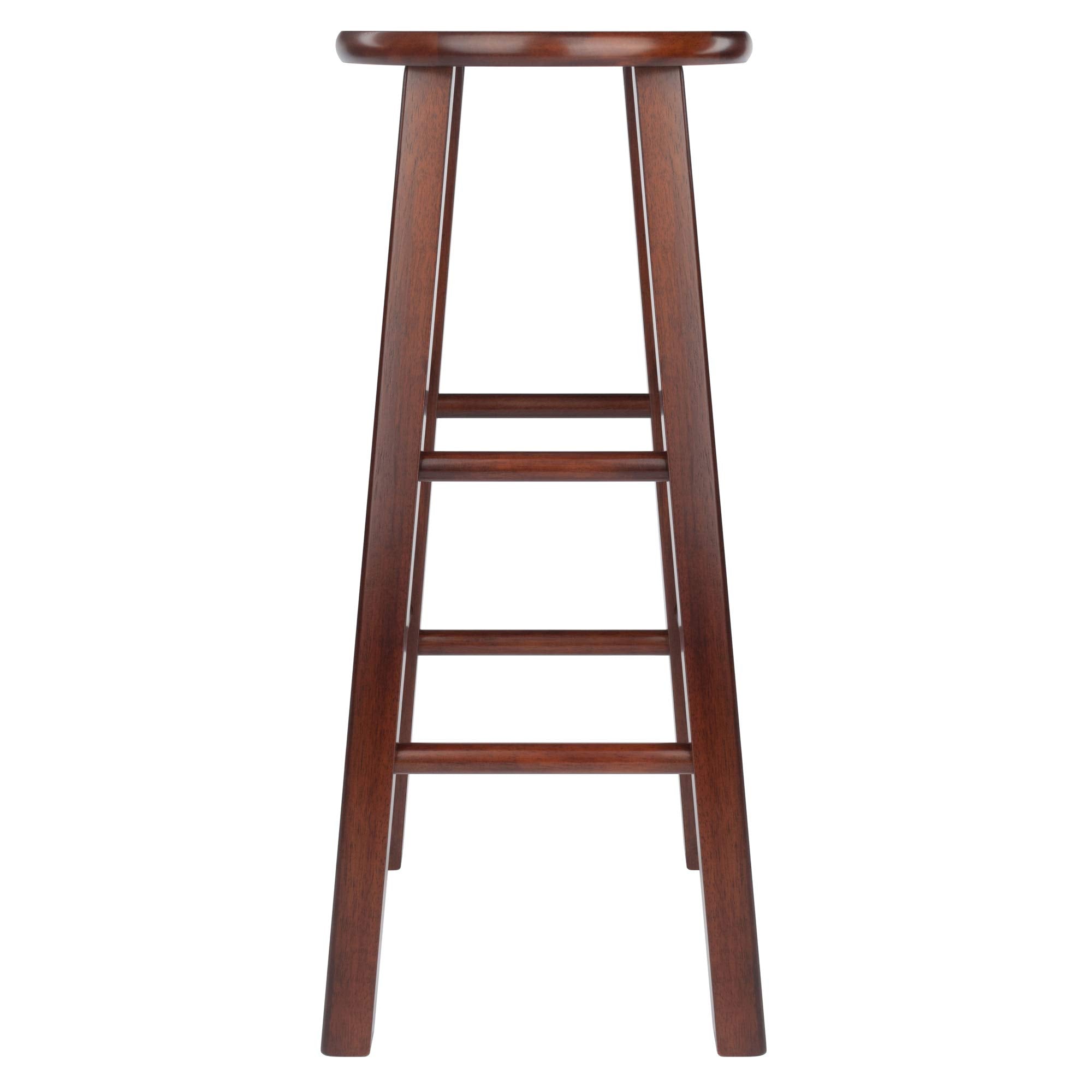 Winsome Element 2-Piece 29In Bar Stool Set, Walnut Finish, Solid Wood, Modern Design