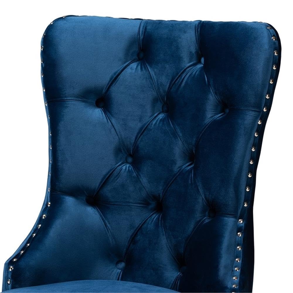Baxton Studio Honora Contemporary Glam and Luxe Navy Blue Velvet Fabric and Silver Metal 2-Piece Dining Chair Set