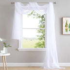 Nicetown Sheer Canopy Bed Curtains Panels 216 - Home Decoration Sheer Voile Scarf Valance For Wedding (1 Panel, W60 X L216, White)