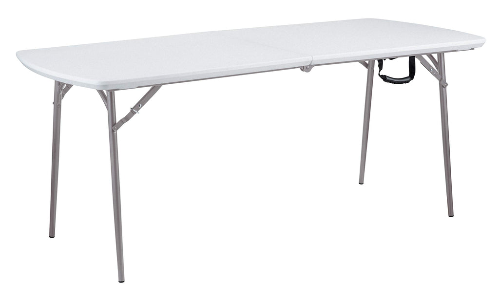 National Public Seating 30" X 72" Plastic Folding Table - Fold In Half, Heavy-Duty, Portable, Indoor/Outdoor Table For Office, Camping, Events & Parties – Scratch & Heat Resistant, Speckled Gray