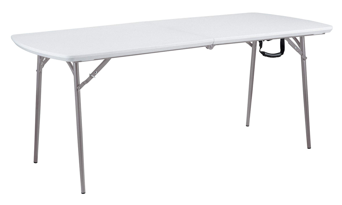 National Public Seating 30&quot; X 72&quot; Plastic Folding Table - Fold In Half, Heavy-Duty, Portable, Indoor/Outdoor Table For Office, Camping, Events & Parties – Scratch & Heat Resistant, Speckled Gray