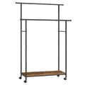 SONGMICS Clothes Rack with Wheels, Double-Rod Clothing Rack for Hanging Clothes, 38.8 Inches Garment Rack with Shelf, Loads up t