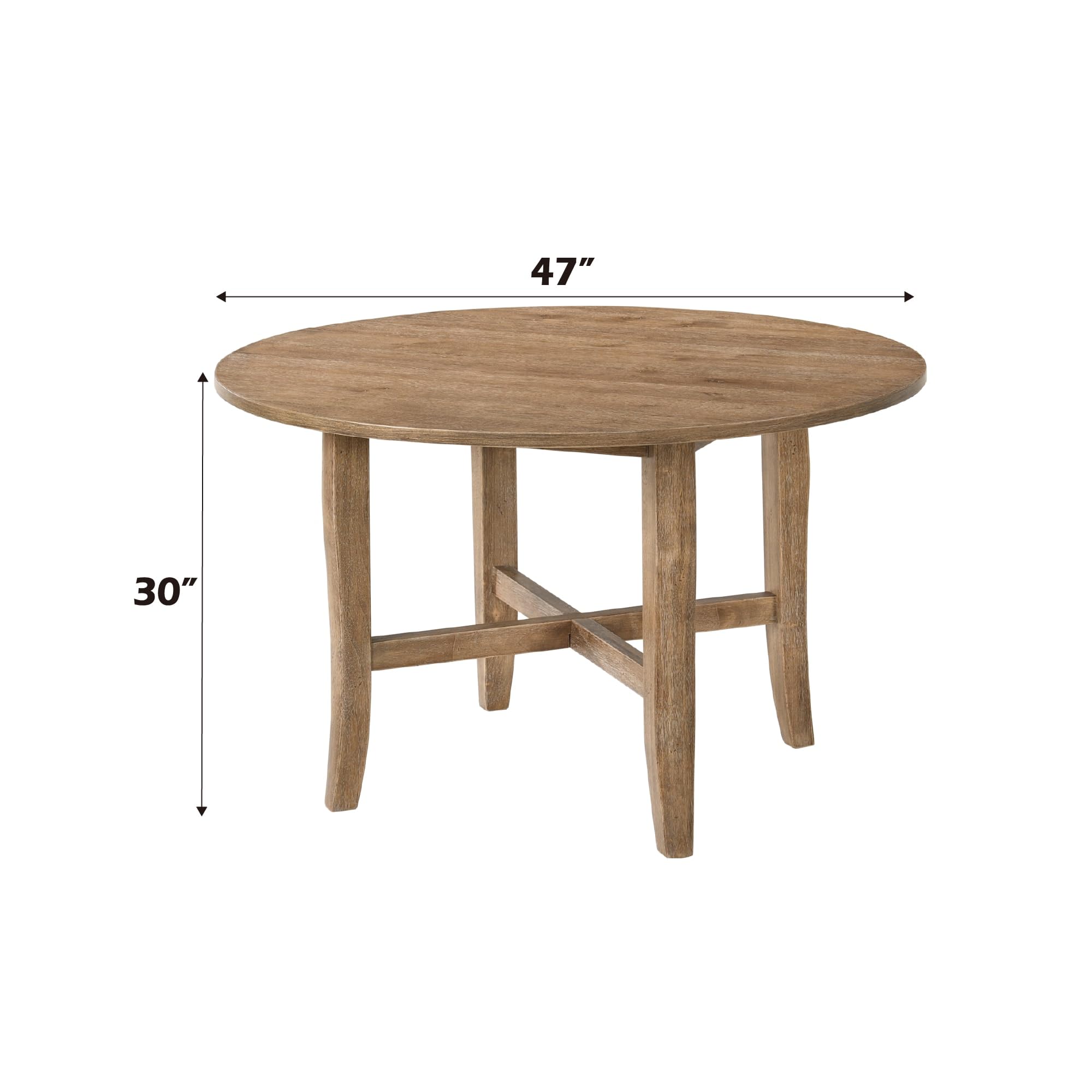 Acme Kendric Round Wooden Dining Table in Rustic Oak