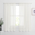 Nicetown Beige Sheer Curtains 63 Inches Length For Bedroom, Rod Pocket Voile Texture Sheer Window Treatment For Living Room, 60'