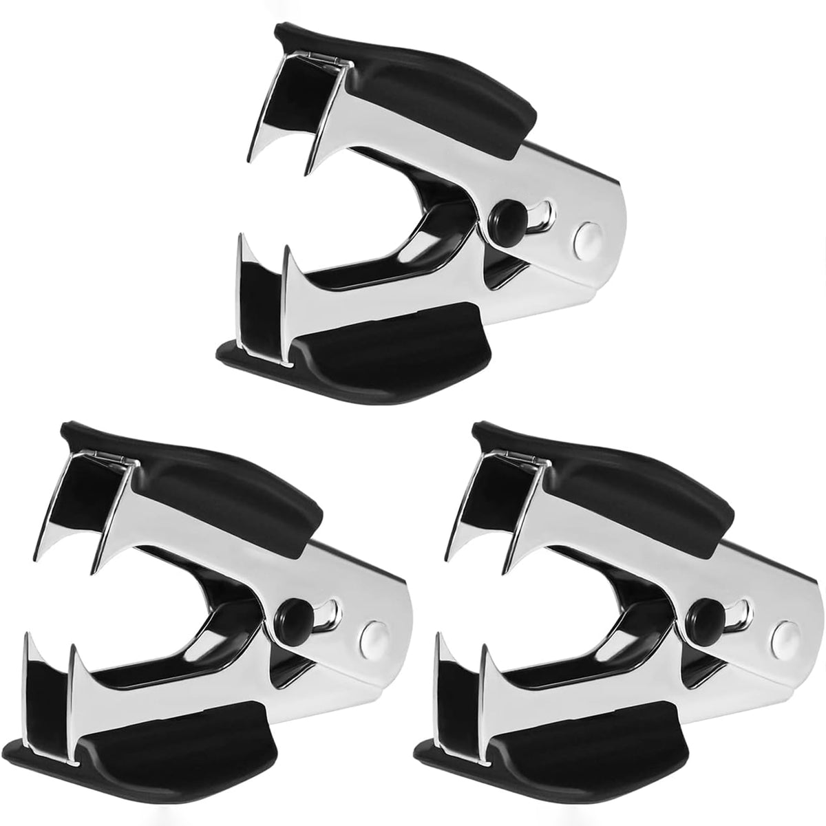 3 Pack Staple Puller Remover Tool For School Office Home, Steel Jaws Comfort Grip Removers (Black)
