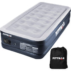 Pittman - Air Mattress Twin with Built in Pump - Black 18'' Double High Twin Air Mattress with Built in Pump That Inflates & Def