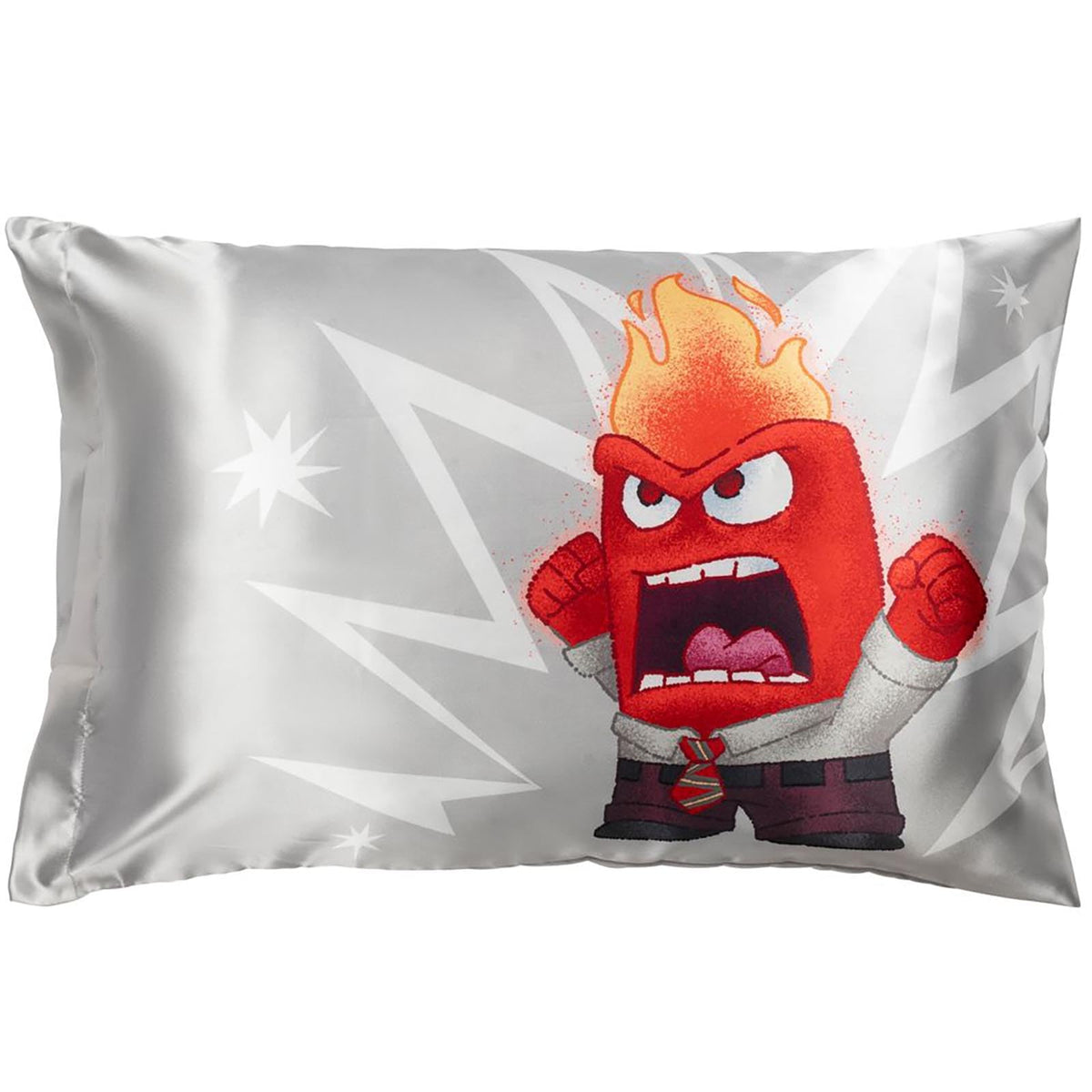 Disney Pixar Inside Out Anger Satin Pillowcase - Standard Size 20X30 Inch Silky Soft Grey Premium Pillow Cover