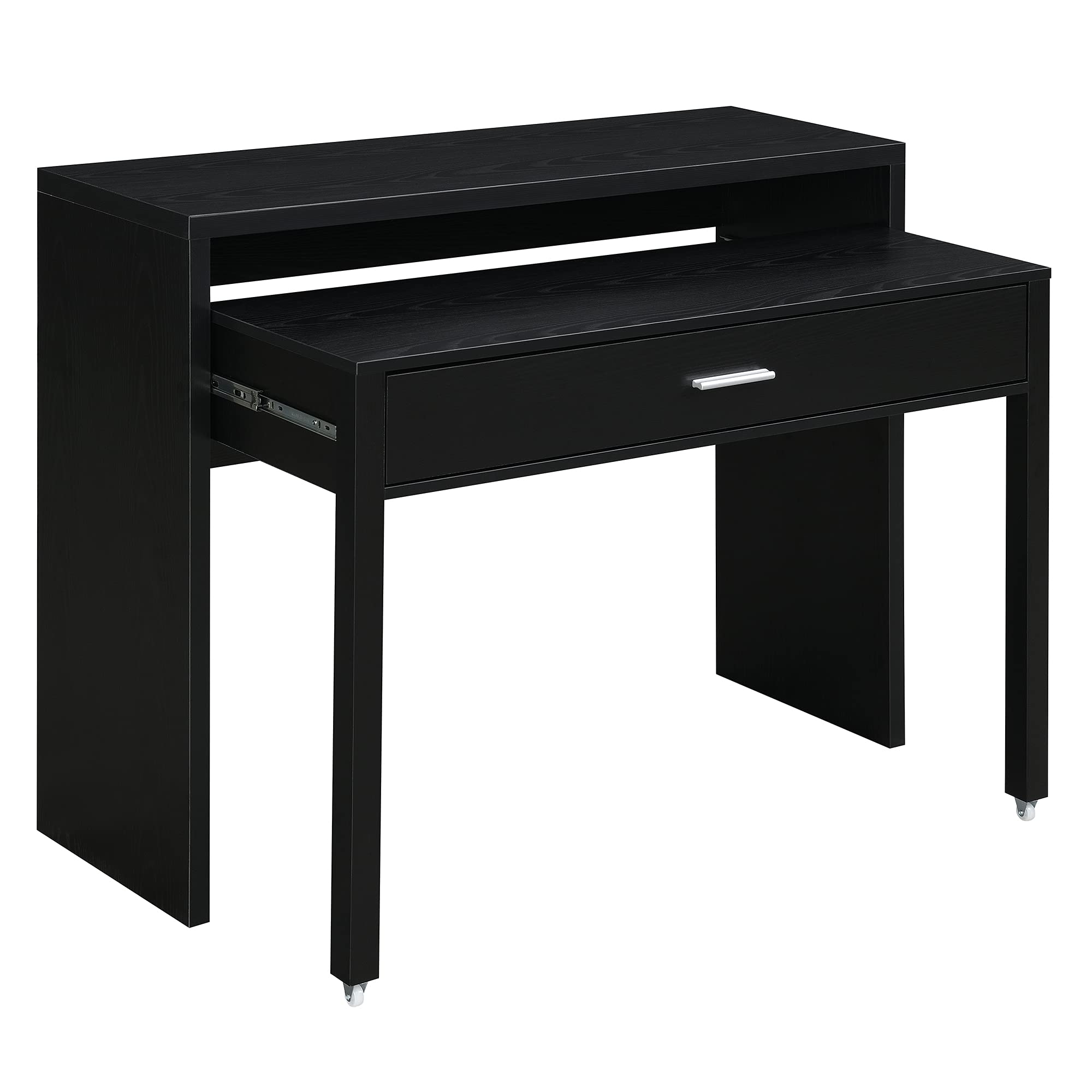 Convenience Concepts Newport JB Console/Sliding Desk with Drawer and Riser, White