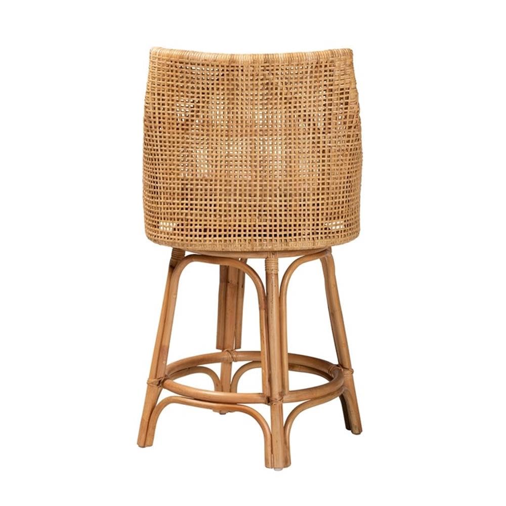 Baxton Studio Bella Modern Bohemian Natural Brown Rattan Counter Stool