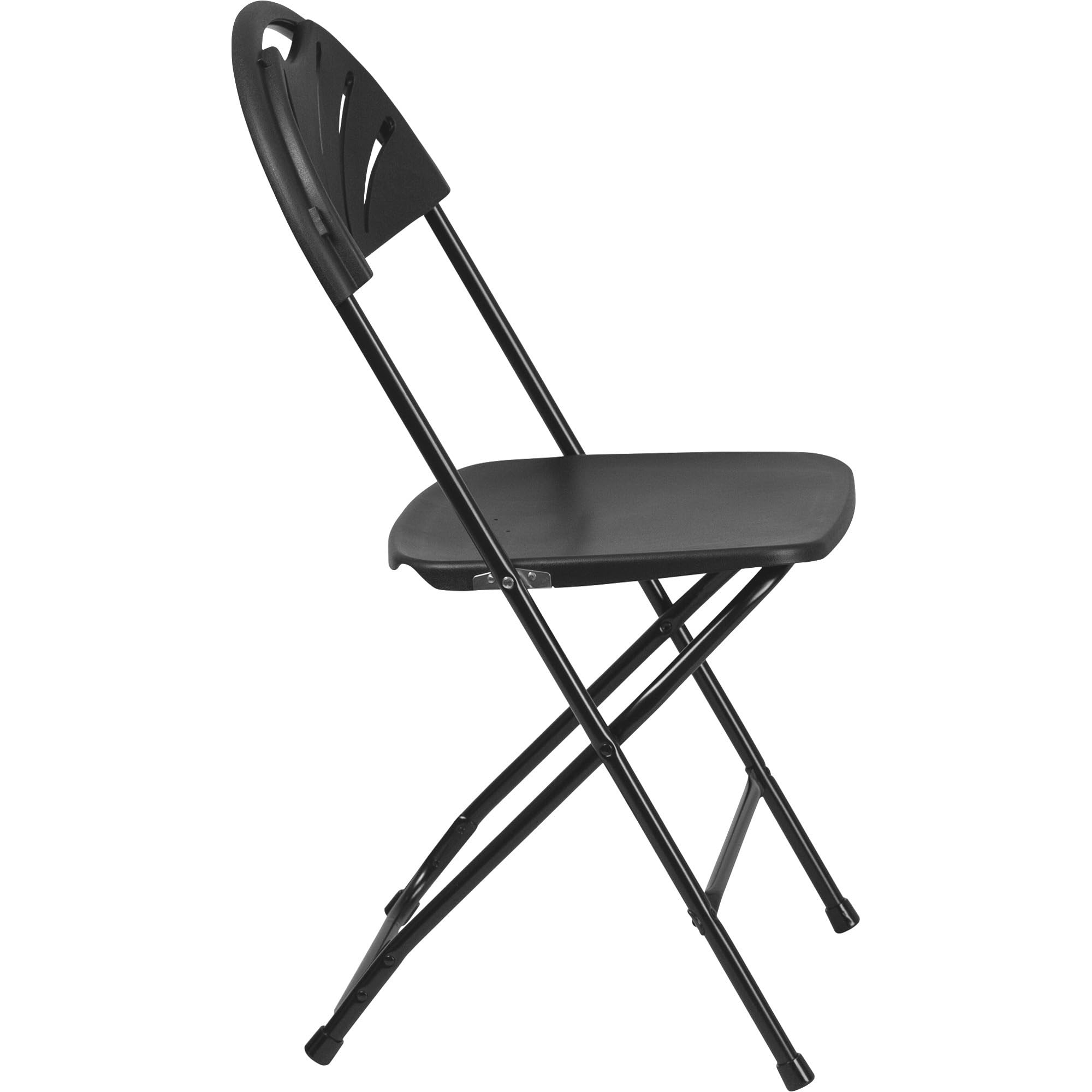 Flash Furniture Hercules Series 650 Lb. Capacity Black Plastic Fan Back Folding Chair