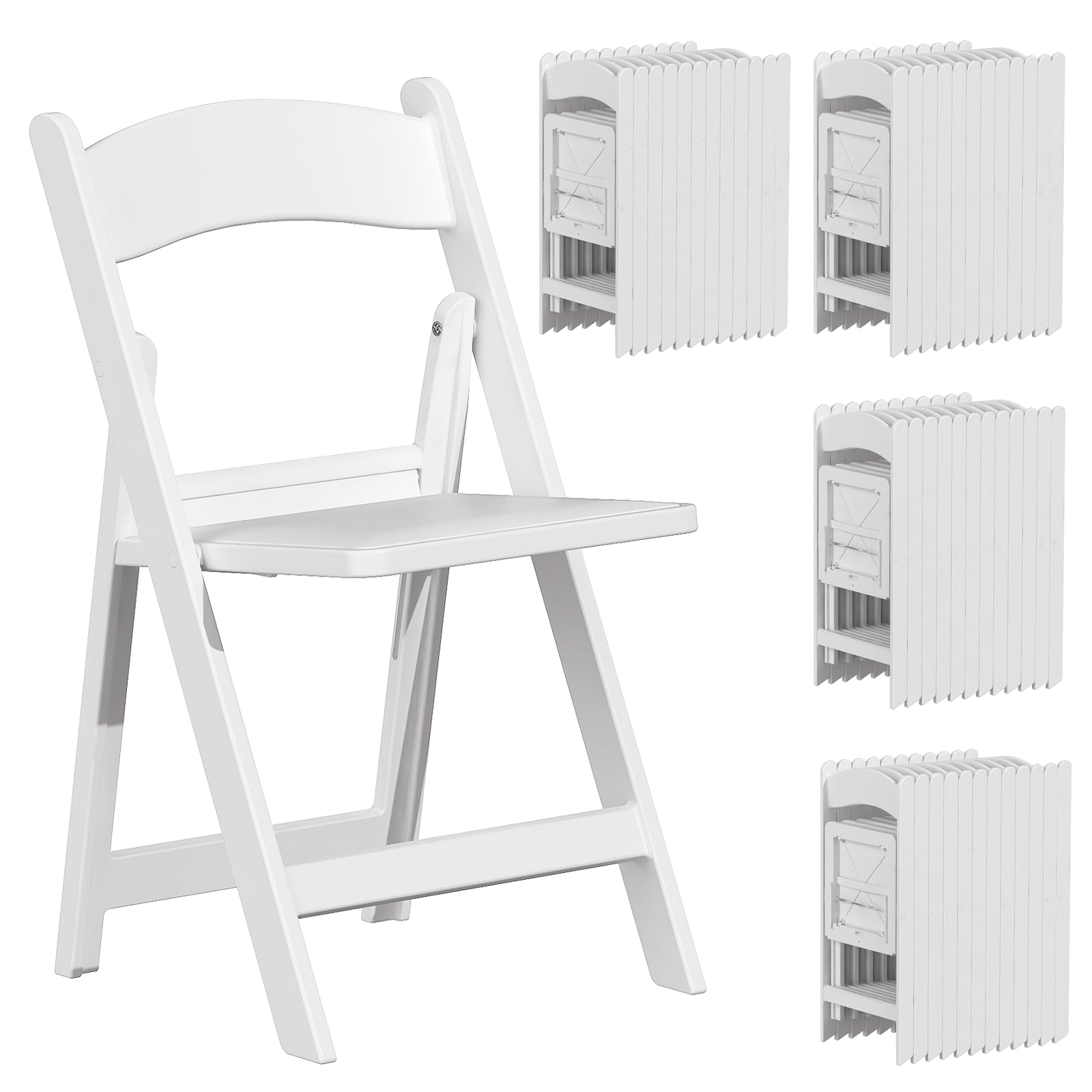 Iwdoo 48 Resin Folding Chairs, White Resin Chairs With Padded Seat, Lightweight Foldable Chairs, Comfortable Folding Chairs For