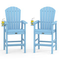 VINGLI Tall Adirondack Chairs Set of 2, All-Weather Plastic Adirondack Chair with Cup Holders, Heavy-Duty HDPE Outdoor Bar Stool