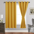 Jiuzhen Blackout Curtains With Tiebacks - Thermal Insulated, Light Blocking And Noise Reducing Grommet Curtain Drapes For Bedroom And Living Room, Set Of 2 Panels, Yellow, 52 X 63 Inch Length